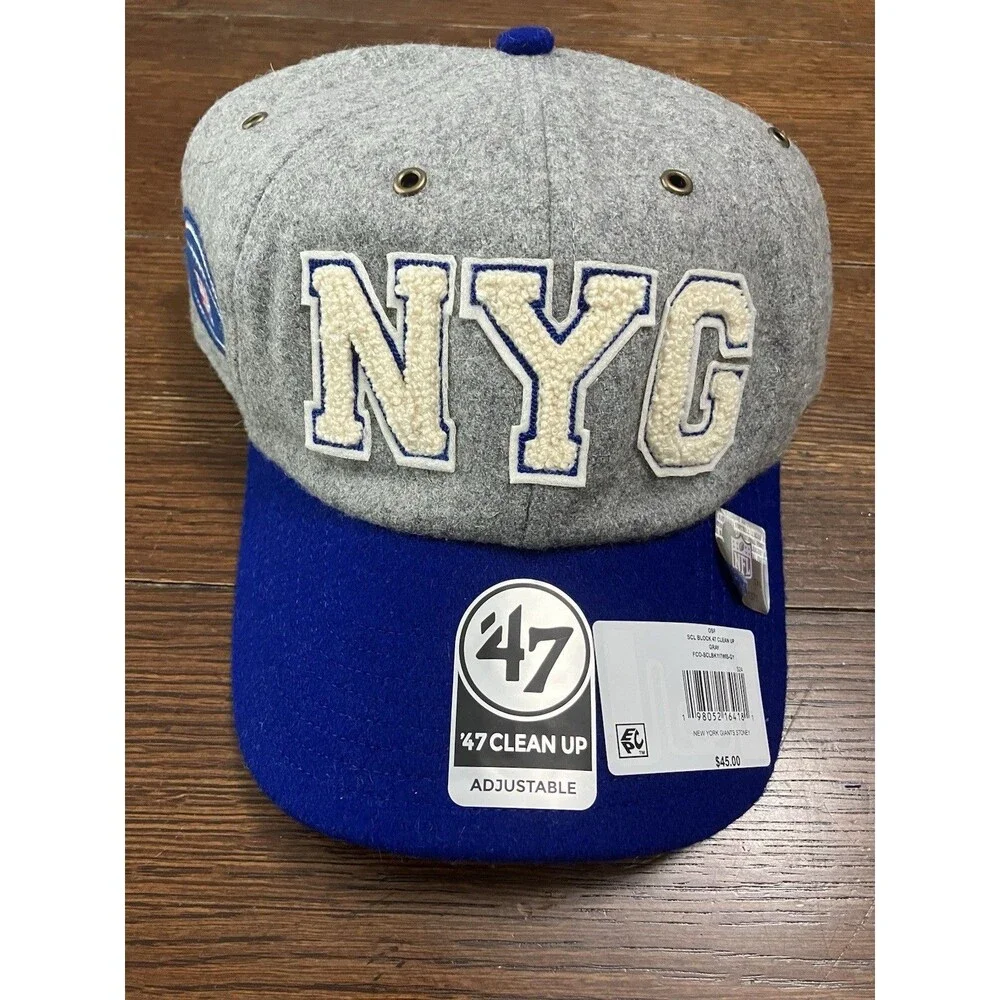 New 47 Clean Up x Stoney Clover Lane Giants Retro Wool Gray Strapback Hat NWT
